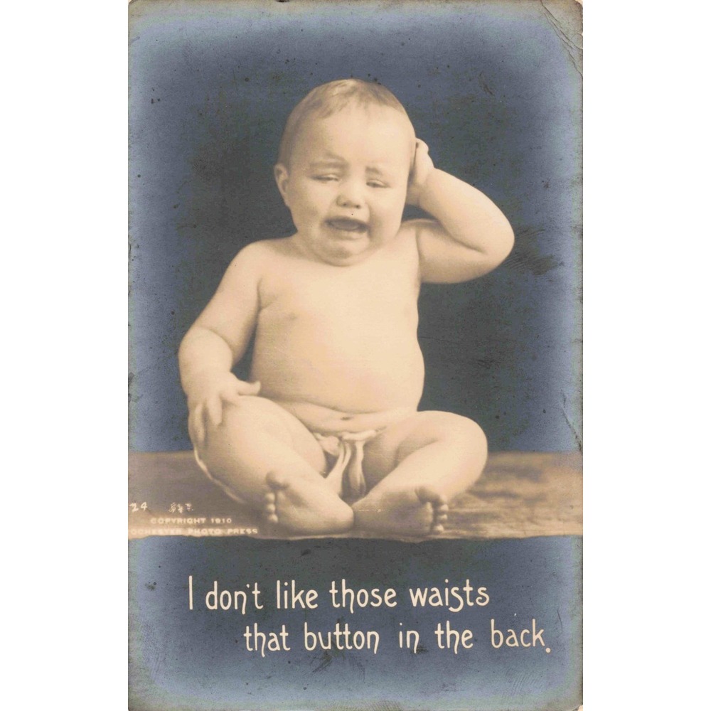 Antique 1910 Rochester Photo Press Crying Baby Humor Postcard Divided Back